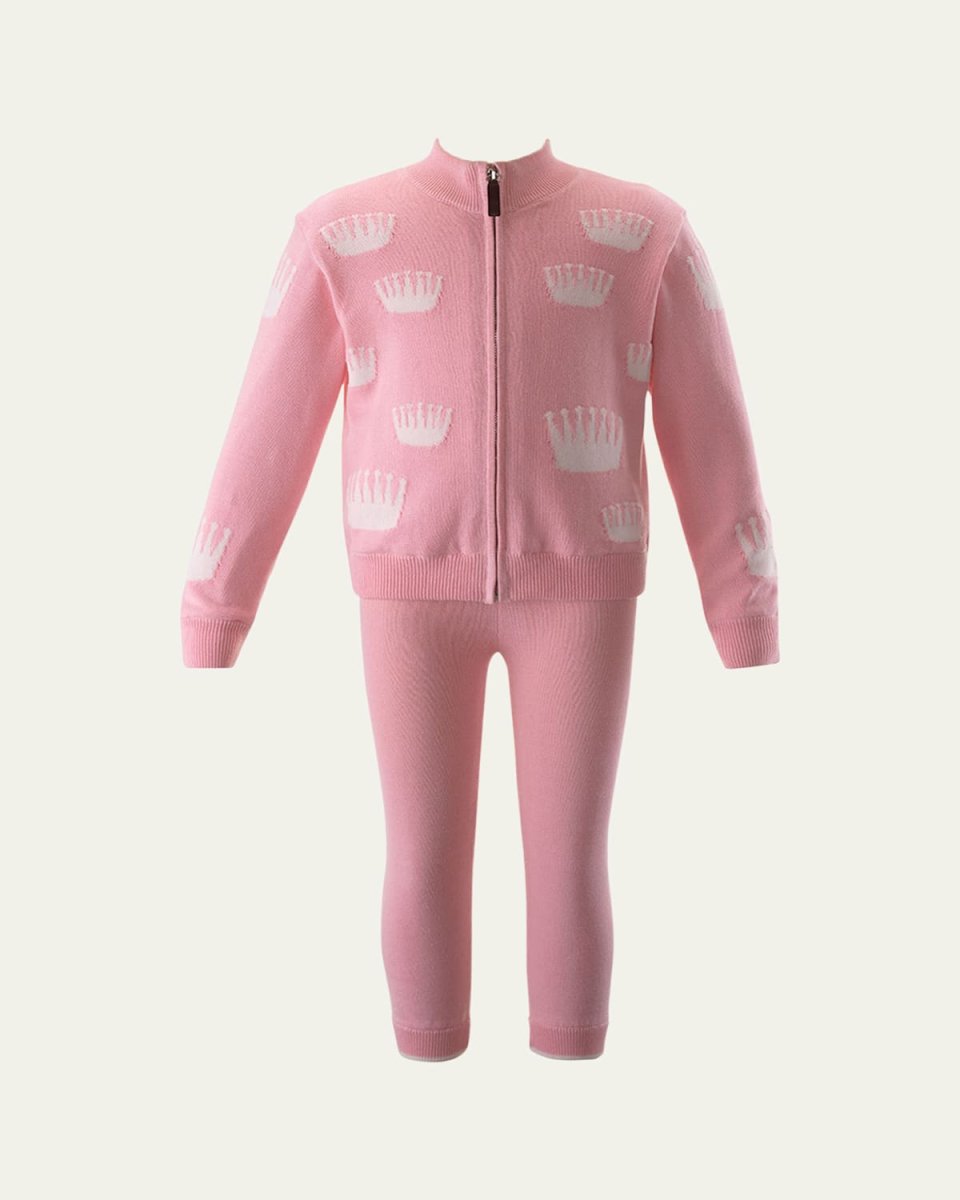 Girl's Crown Intarsia Two-Piece Set, Size 2-10